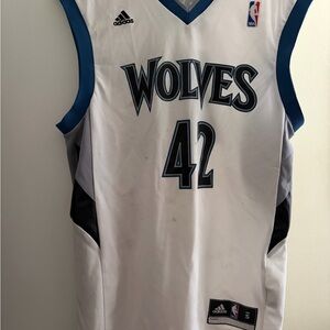 adidas White & Blue Minnesota Wolves #42 Basketball Jersey